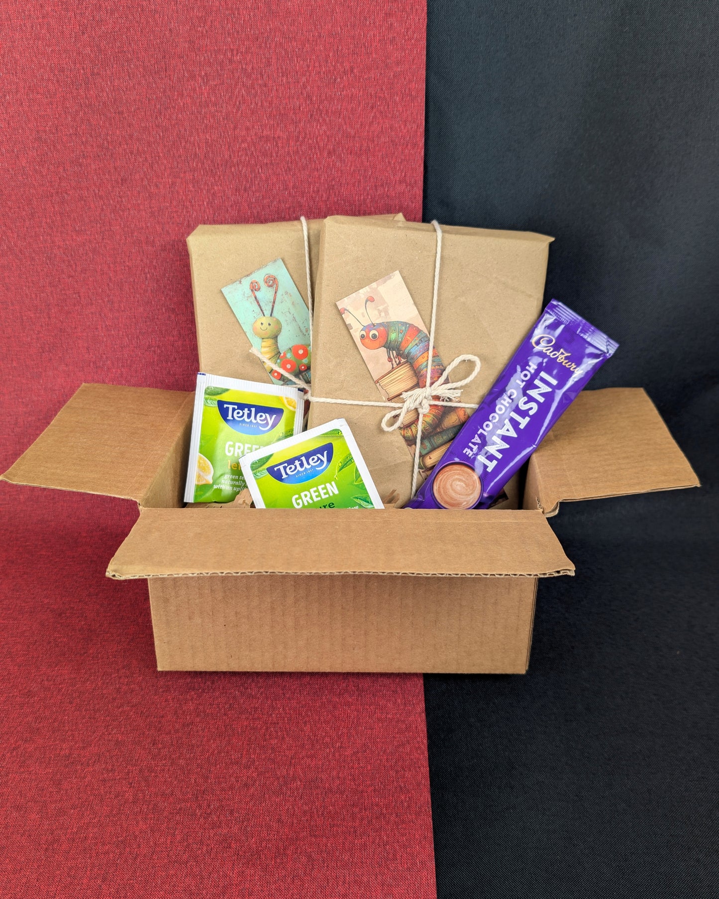 Curated Mystery Book Bundle with Tea, Hot Chocolate & Bookmark | Cozy Reading Surprise Box