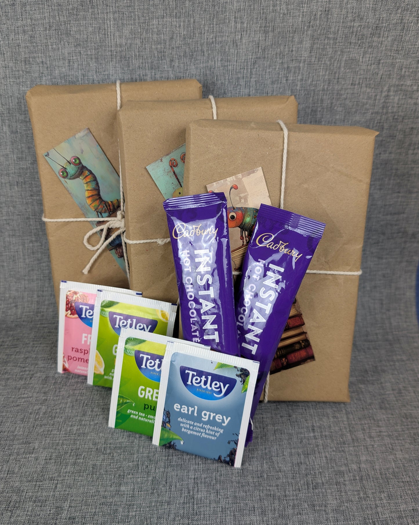 Curated Mystery Book Bundle with Tea, Hot Chocolate & Bookmark | Cozy Reading Surprise Box