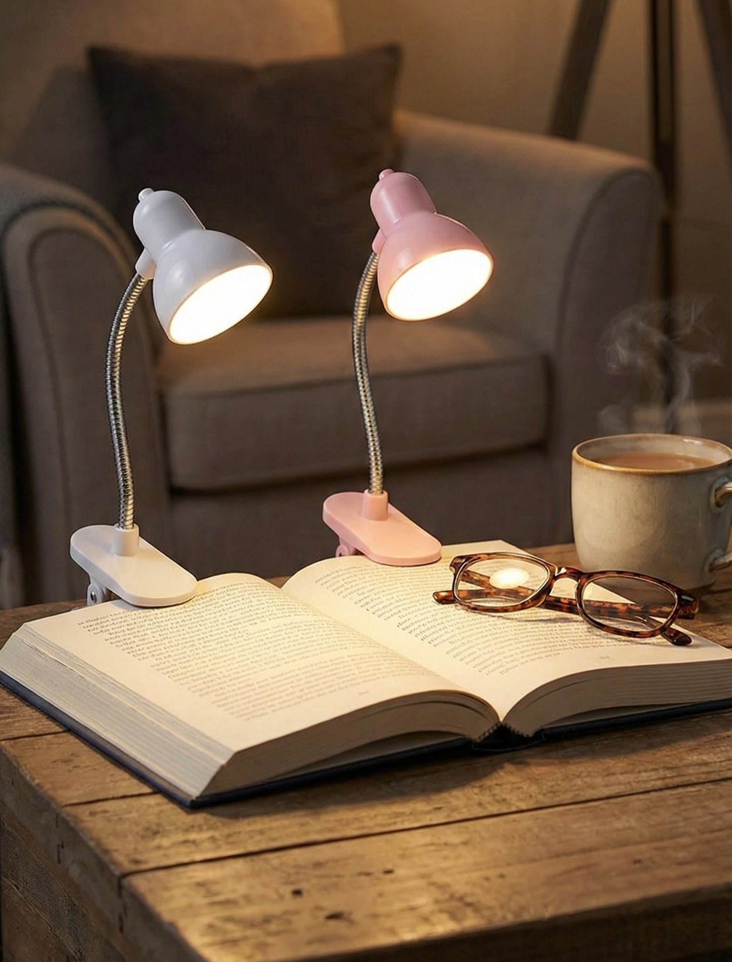 Mini Clip-On Reading Light Warm LED Book Lamp Flexible Neck