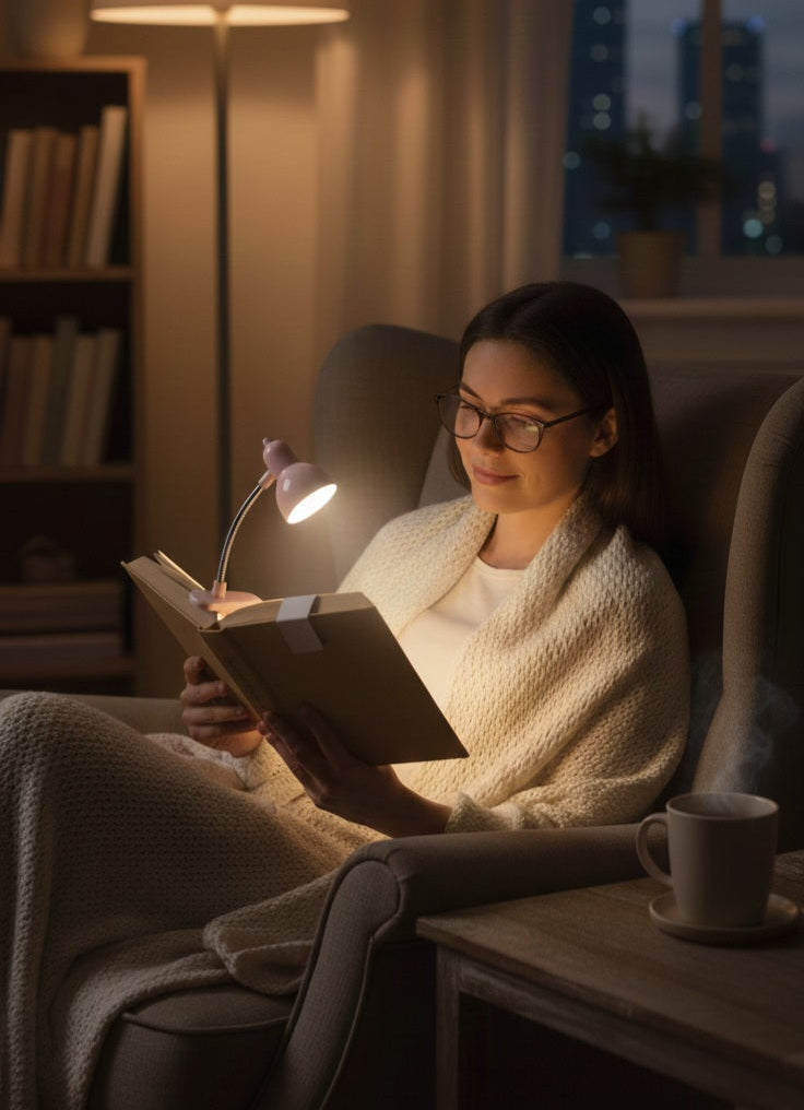 Mini Clip-On Reading Light Warm LED Book Lamp Flexible Neck